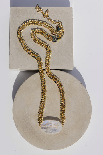 BLING GEMSTONE NECKLACE- RAINBOW MOONSTONE